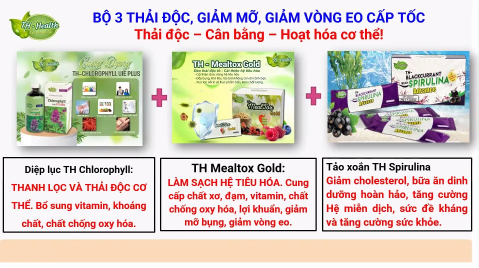 Combo Thải độc Giảm cân TH Health - Khỏe trong đẹp ngoài, giảm mỡ tăng cơ