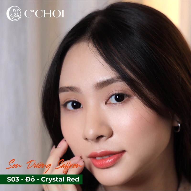 Ảnh Mẫu Son Dưỡng Saffron Màu S03 Crystal Red đỏ Pha Lê – Son Dưỡng Môi Nghệ Tây C'choi - Punar - Droppii Mall