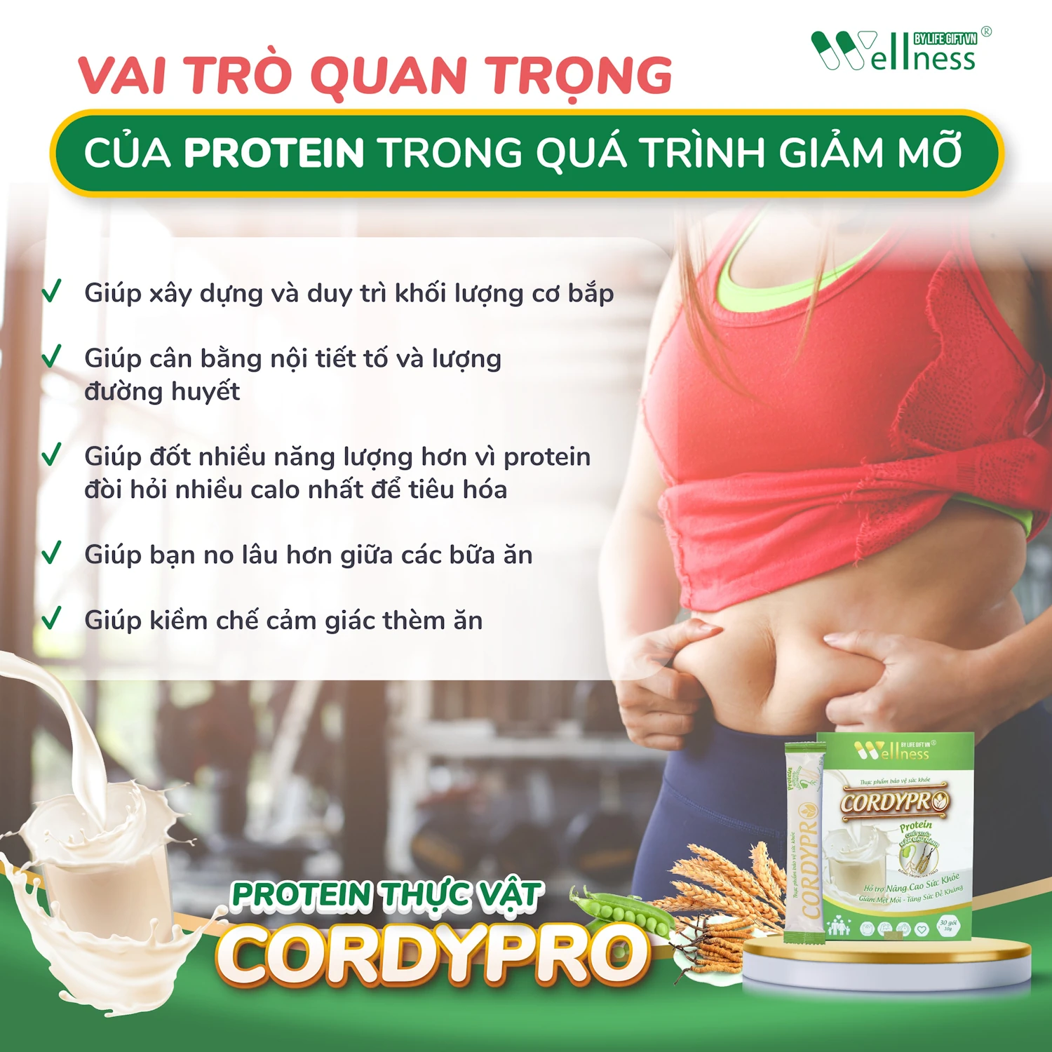 Vai Trò Của Protein Trong Quá Trình Giảm Mỡ - Đạm Thực Vật Cordypro