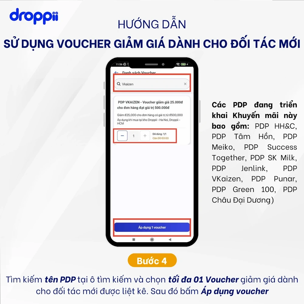 Hướng Dẫn Sử Dụng Voucher Giảm Giá đơn Hàng Trên App Droppii - Chỉ Dành Cho Ctv Hoặc đại Lý Droppii - Bước 4