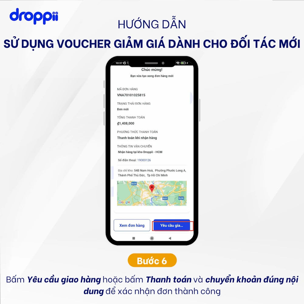 Hướng Dẫn Sử Dụng Voucher Giảm Giá đơn Hàng Trên App Droppii - Chỉ Dành Cho Ctv Hoặc đại Lý Droppii - Bước 6