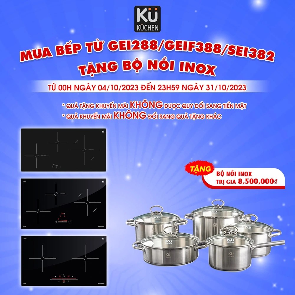 Mua Bếp Từ Kuchen Gei Geif Sei Tặng Bộ Nồi Inox Kuchen - Droppii Mall