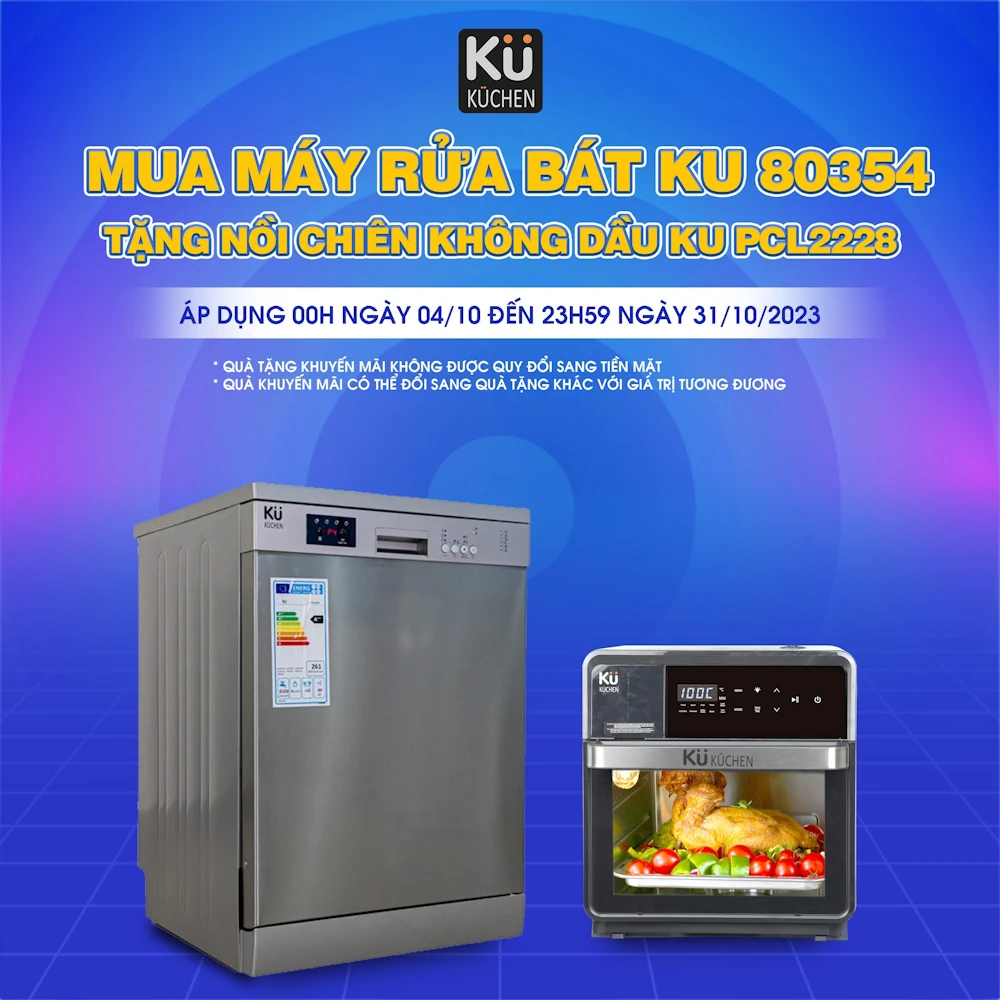 Mua Máy Rửa Bát Kuchen Ku 80354 Tặng Nồi Chiên Không Dầu Ku Pcl2228