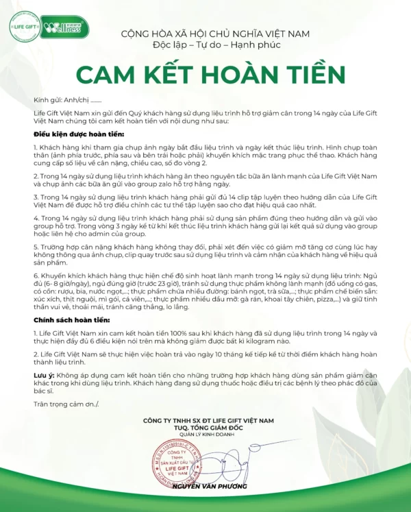 Cam Kết Hoàn Tiền Wellness By Life Gift Việt Nam - Droppii Mall