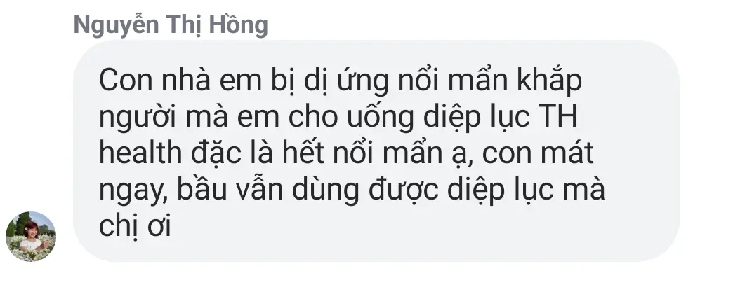 Diệp lục TH Health giúp thải độc cơ thể, giảm mẩn ngứa, người bầu dùng được.