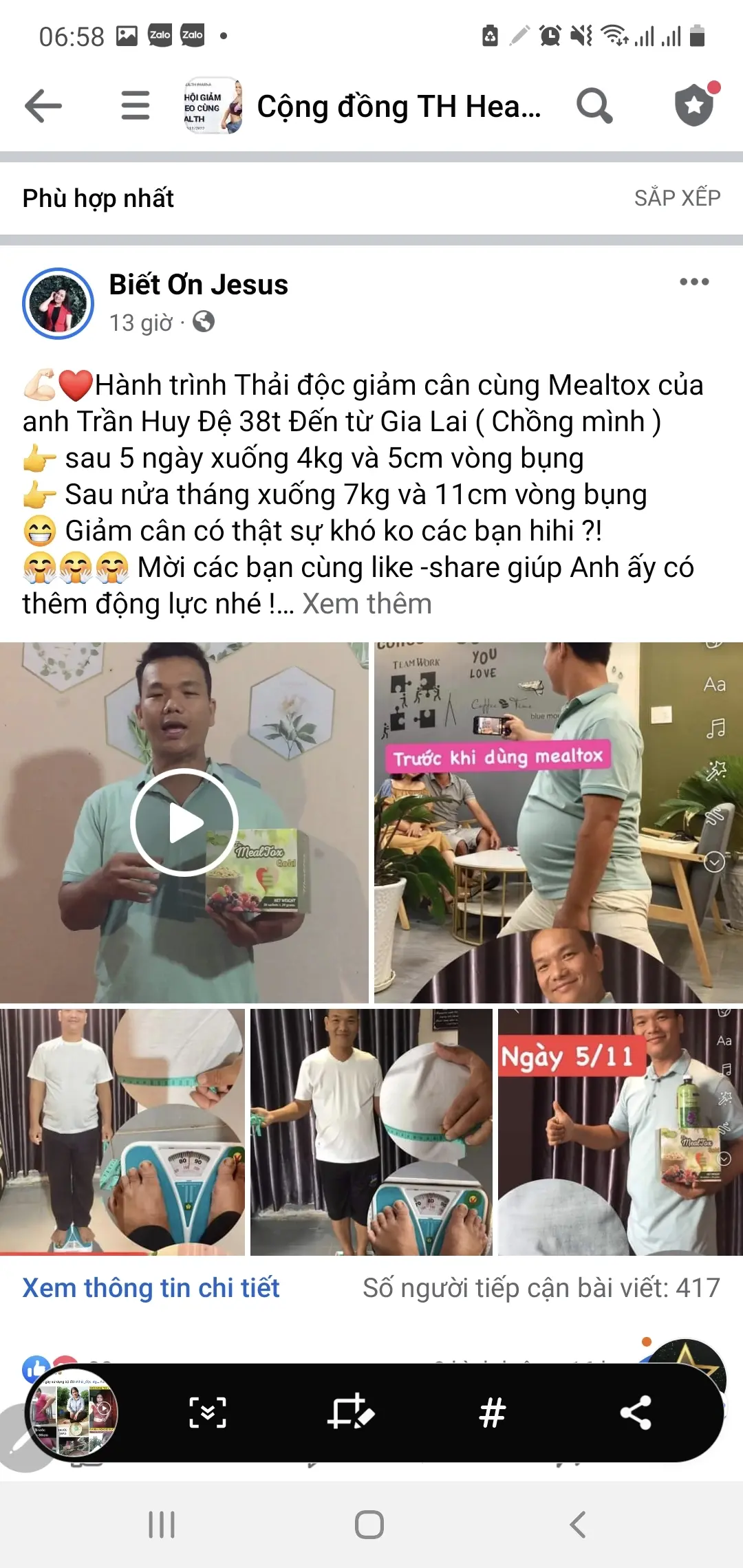 Khách review hành trình thải độc giảm cân cùng Mealtox Diệp lục - giảm 4kg và 5cm vòng bụng