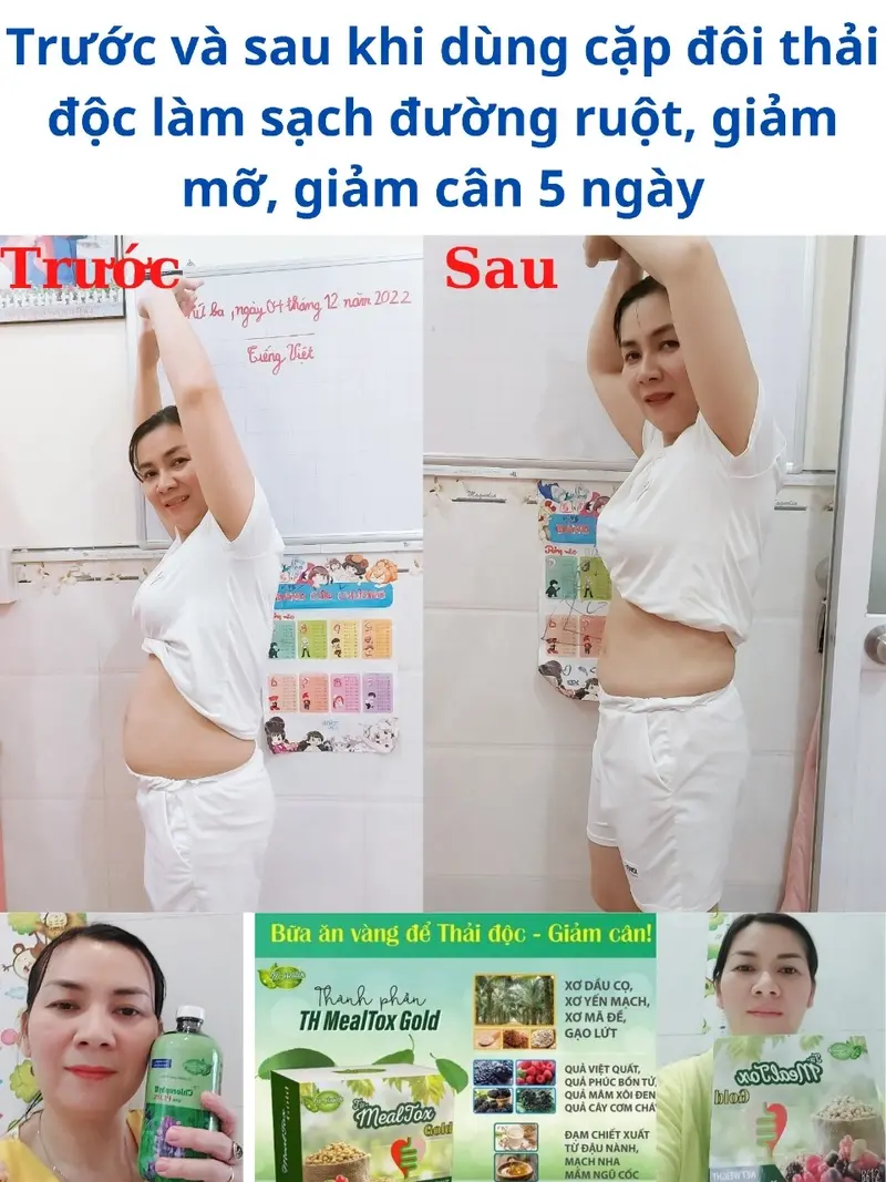 Review sau 5 ngày dùng cặp đôi TH Health và Diệp lục thải độc giảm cân