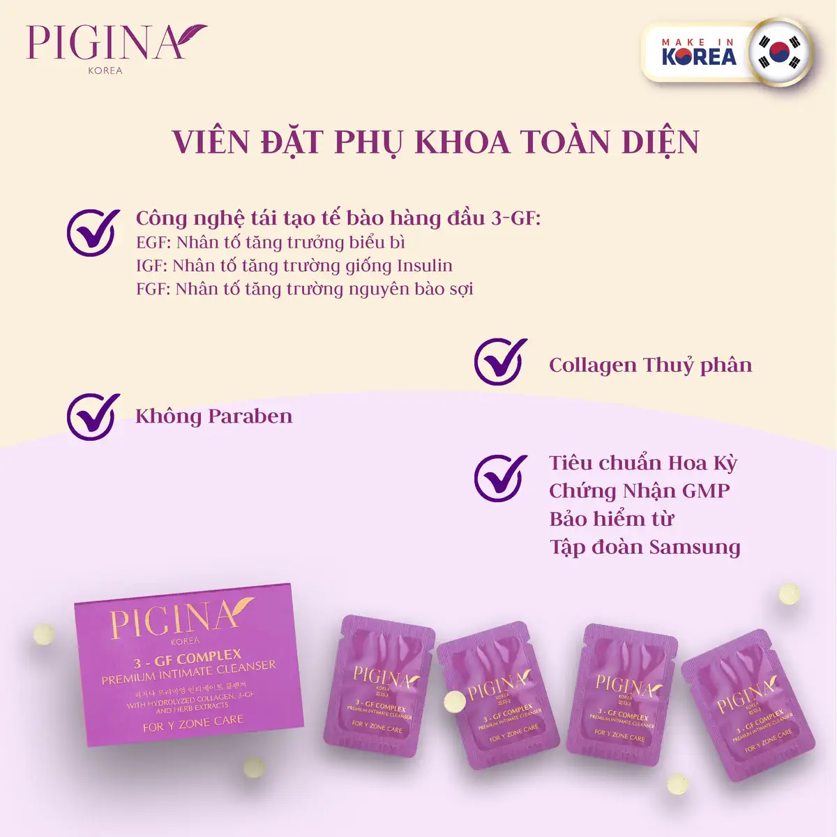 Ưu điểm viên đặt phụ khoa phụ nữ Pigina chính hãng giá tốt - Droppii Mall