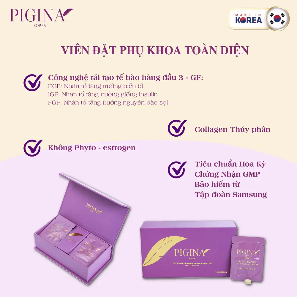 Viên đặt phụ khoa Pigina toàn diện (Set tối ưu 18 viên) chính hãng giá tốt - Droppii Mall