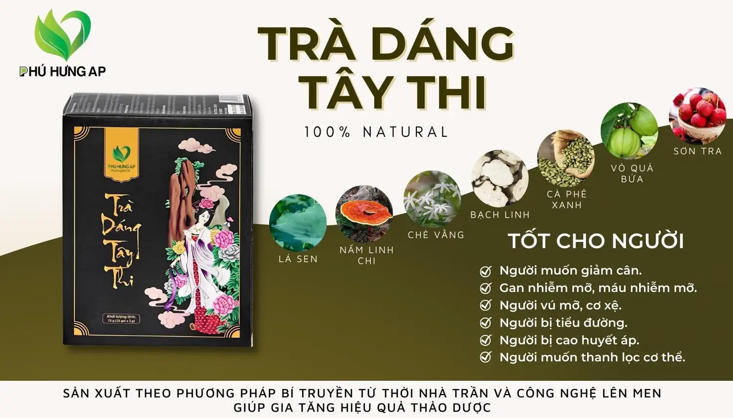 Thành phần và công dụng Trà Dáng Tây Thi AP Phú Hưng chính hãng giá tốt - Droppii Mall