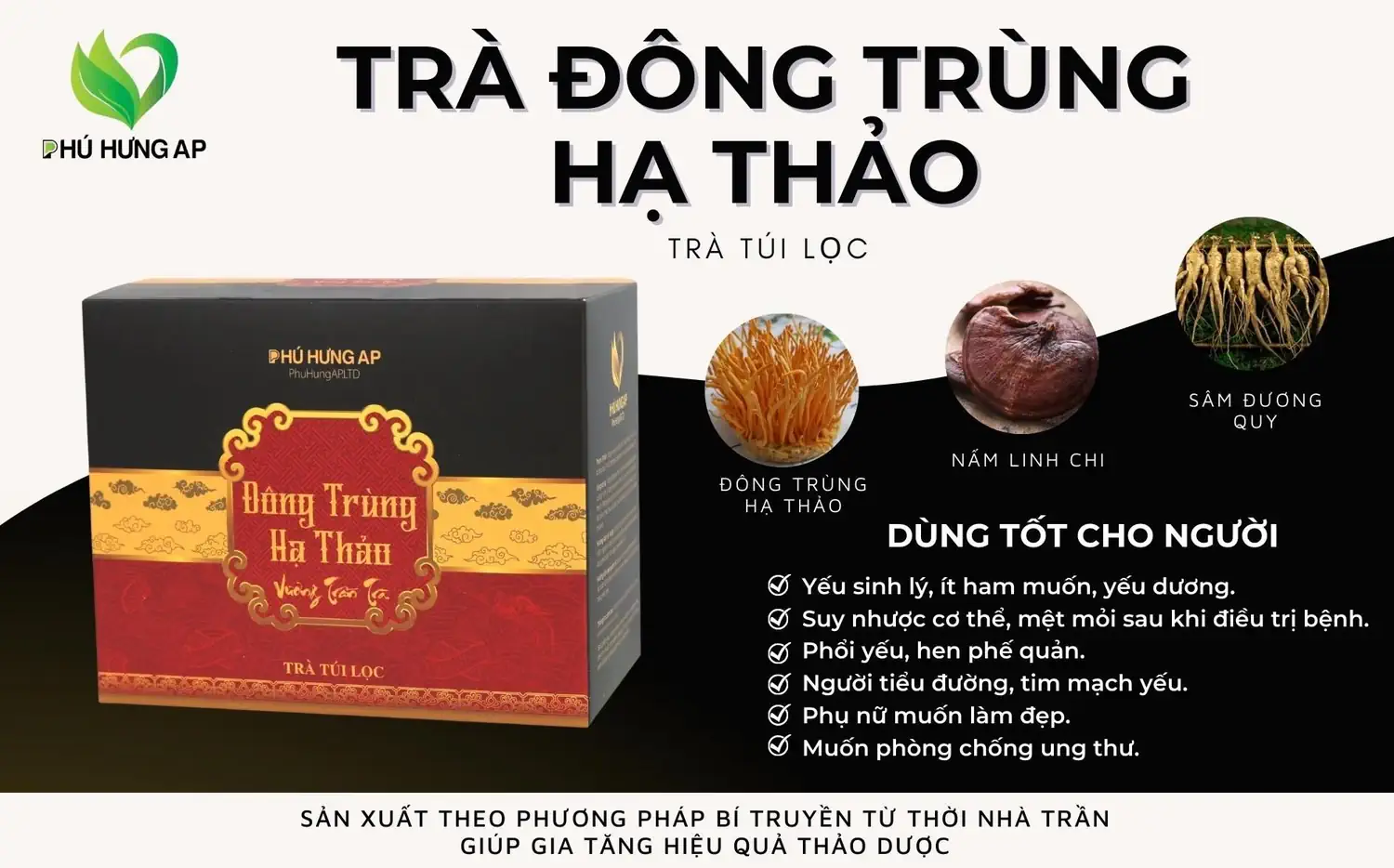 Thành phần và công dụng của Trà túi lọc Đông Trùng Hạ Thảo - Droppii Mall