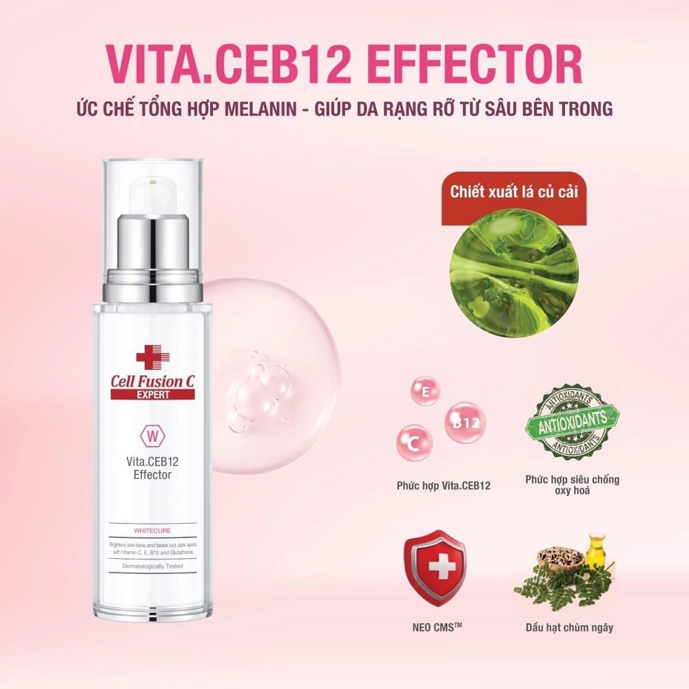 Cell Fusion C Expert – Tinh chất dưỡng trắng & đều màu da WhiteCure VITA.CEB12 EFFECTOR - Ức chế tổng hợp Melanin, giúp da rạng rỡ từ sâu bên trong