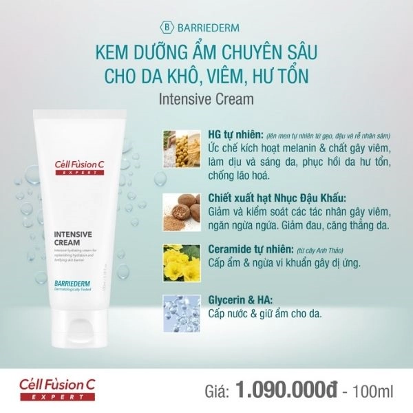 Cell Fusion C Expert – Kem dưỡng ẩm & phục hồi hàng rào bảo vệ da BARRIEDERM INTENSIVE CREAM 100ml