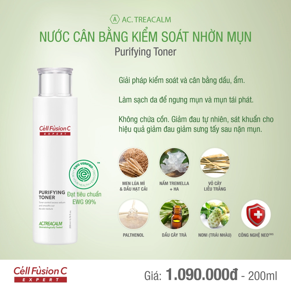 Cell Fusion C Expert – Nước cân bằng thanh khiết cho da dầu AC.Treacalm Purifying Toner