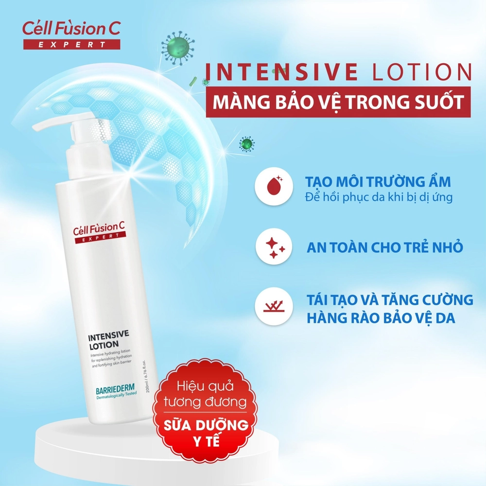 Cell Fusion C Expert – Sữa dưỡng ẩm & phục hồi hàng rào bảo vệ da BARRIEDERM INTENSIVE LOTION 200ml an toàn cho trẻ nhỏ