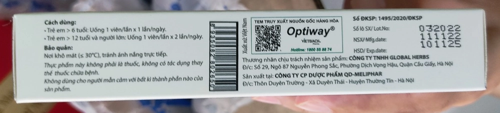 Thông tin hình ảnh thực tế sản phẩm viên bổ mắt Optiway