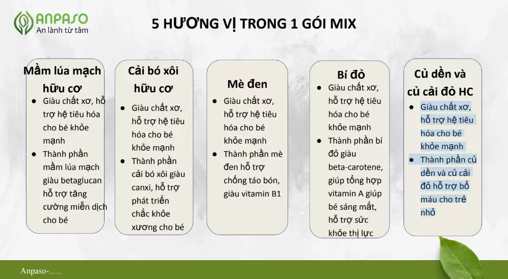 5 Hương Vị Trong Một Gói Mix Rau Củ Nui ăn Dặm Anpasso