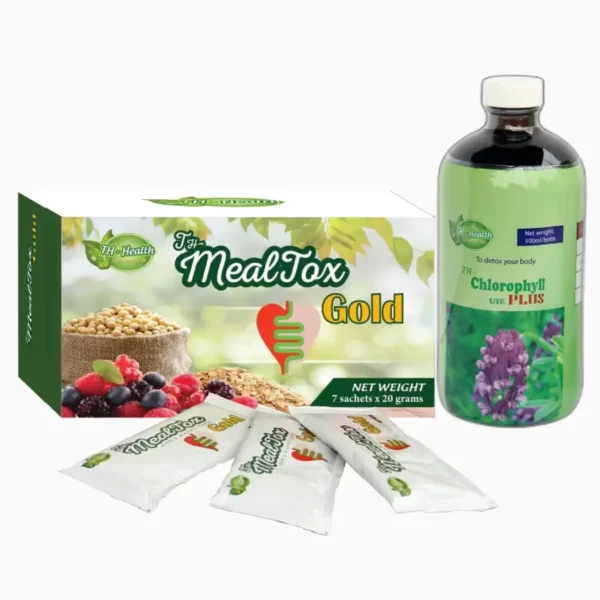 Combo mini thải độc giảm cân TH Health (1 chai diệp lục, 7 gói Mealtox) chính hãng giá tốt - Droppii Mall