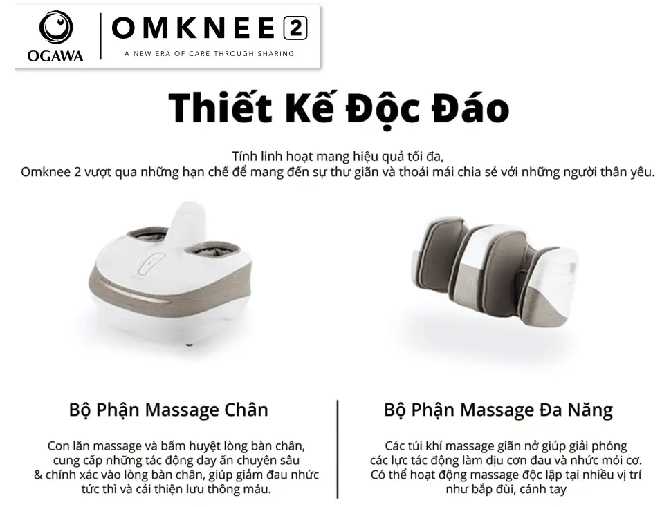 Máy massage chân OGAWA foot reflexology Omknee 2.0 (OF-2004) thiết kế độc đáo với 2 phần tách rời - Droppii Mall