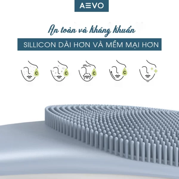 Máy rửa mặt AEVO Clean and Fresh Plus silicone dài và mềm hơn, an toàn và kháng khuẩn - Droppii Mall