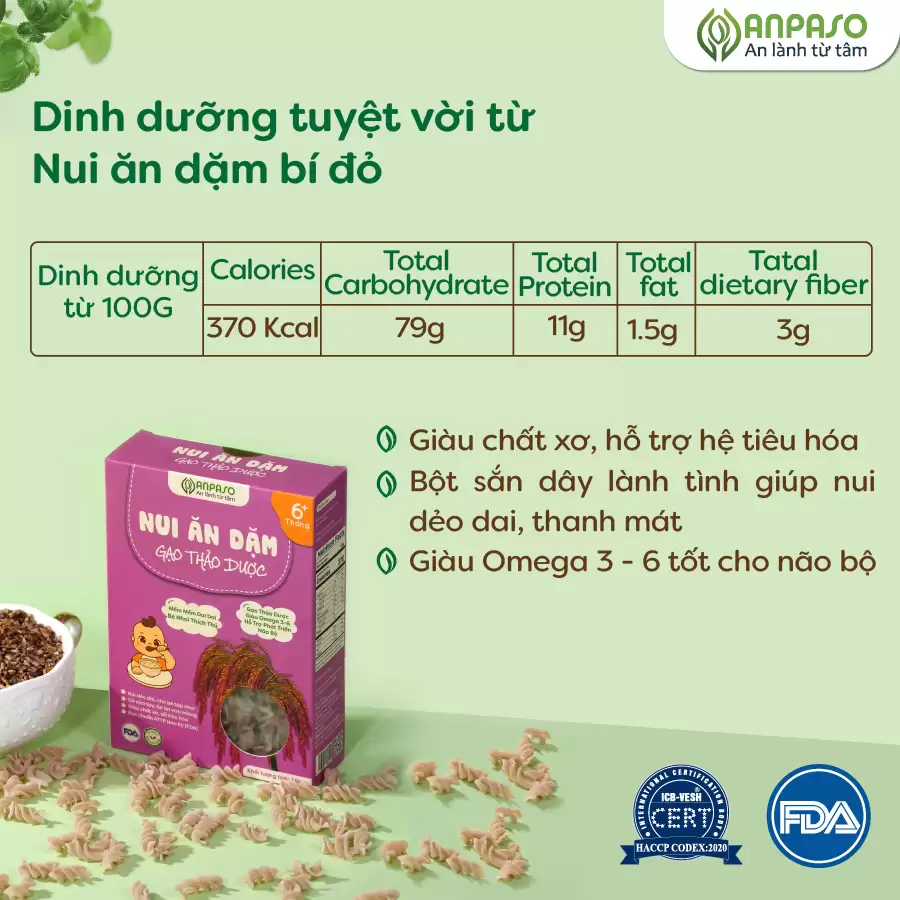 Nui Rau Củ ăn Dặm Vị Gạo Thảo Dược Anpaso