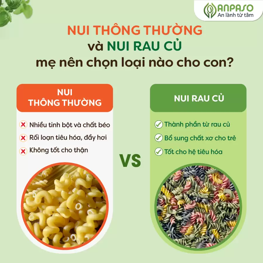 Nui Rau Củ Và Nui Thông Thường Có Gì Khác Nhau - Anpaso