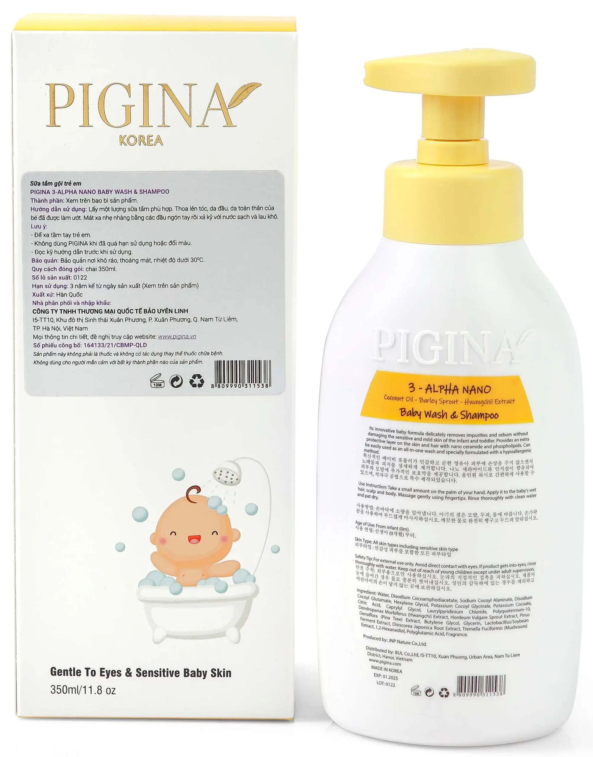 Thông tin Sữa tắm gội cho bé Pigina Baby Wash & Shampoo 350ml chính hãng giá tốt - DroppiiShops