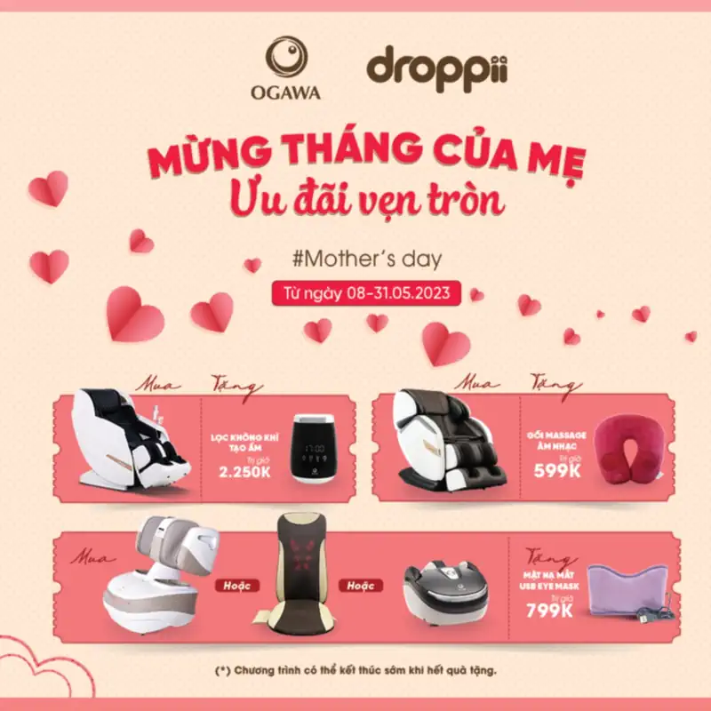 Khuyến mãi Ogawa - Mừng tháng của mẹ, ưu đãi vẹn tròn - Droppii Mall