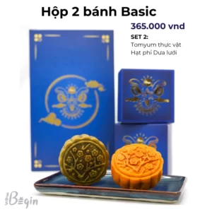 Bánh Trung Thu Basic Set 2 (02 Bánh+túi) - Tomyum; Hạt Phỉ Dưa Lưới - 365begin