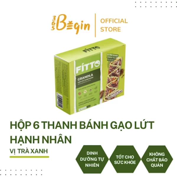 Thanh Hạt Gạo Lứt Hạnh Nhân Fitto Vị Trà Xanh - Fitto Granola Almond Brown Rice Matcha Flavor