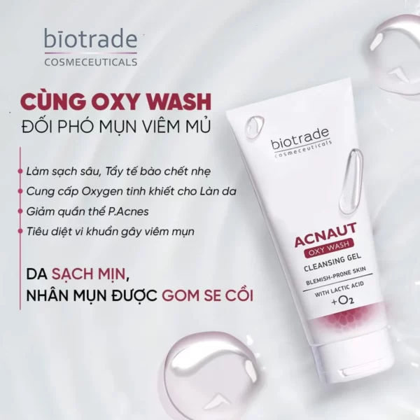 Gel Rửa Mặt Biotrade Acnaut Oxy Wash Cleansing Gel Phù Hợp Cho Da Mụn Viêm Mủ - Droppii Mall