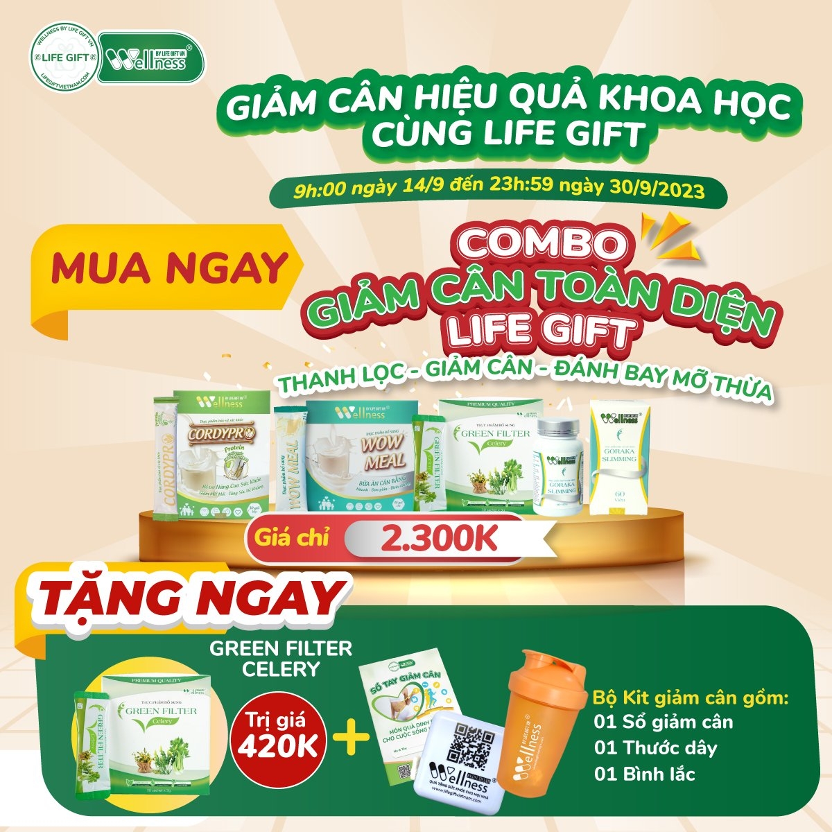 Mua Combo Giảm Cân Toàn Diện Life Gift Tặng Ngay 1 Hộp Thực Phẩm Bổ Sung Cần Tây Sấy Lạnh Green Filter Celery Kèm Bộ Kit Hỗ Trợ Giảm Cân