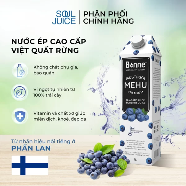 Nước ép Việt Quốc đen - Nước ép Cao Cấp Bilberry Từ Phần Lan - Bonne - Droppii Mall