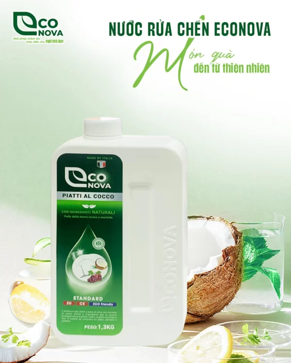 Nước Rửa Chén Thảo Mộc Dừa Già Econova Piatti Al Cocco Món Quà Từ Thiên Nhiên - Phú Thái - Droppii Mall