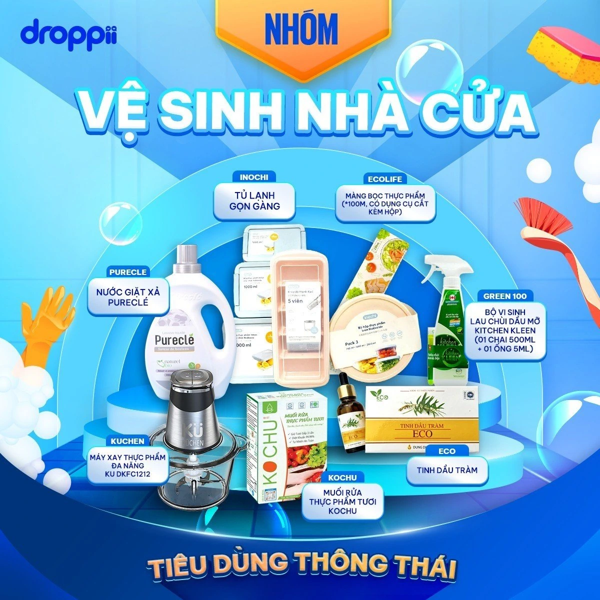 Sản Phẩm Gia Dụng Nhà Bếp, Vệ Sinh Nhà Cửa, Bách Hoá Tổng Hợp - Droppii Mall