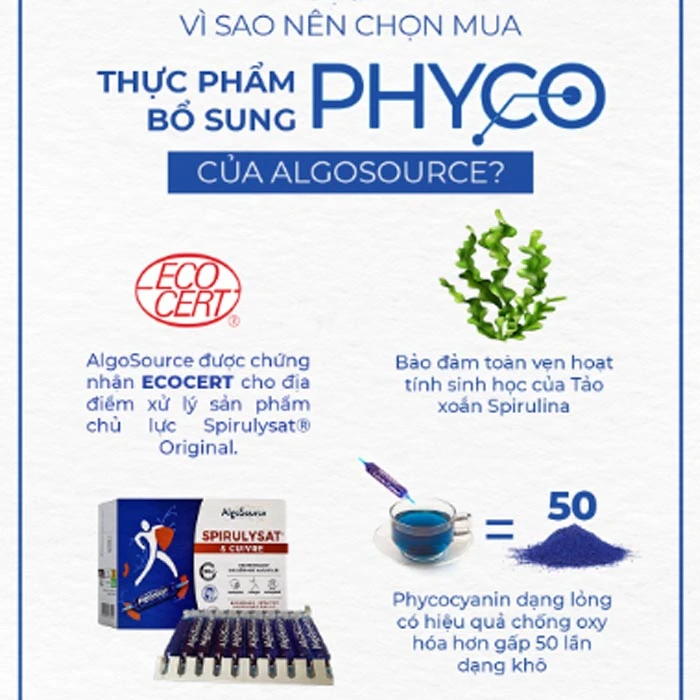 Ưu điểm Phycocyanin Trong Sản Phẩm Algosource - Phycocyanin Spirulysat Cuivre - Droppii Mall