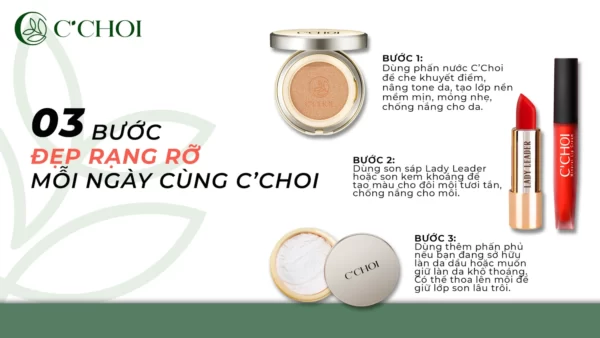 3 Bước Rạng Rỡ Cùng Son Sáp C’choi- Lady Leader - Natural Makeup - Droppii Mall