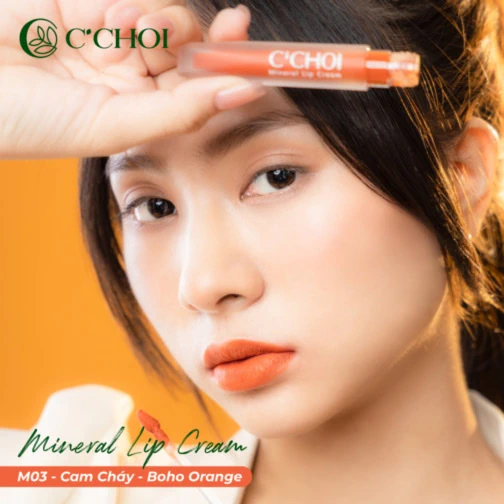 Ảnh Mẫu Son Kem Khoáng C’choi M03 Boho Orange Cam Cháy - Mineral Lip Cream - Punar - Droppii Mall