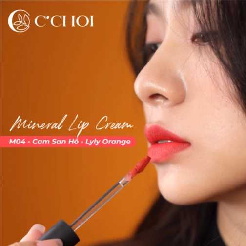 Ảnh Mẫu Son Kem Khoáng C’choi M04 Lyly Oran Cam San Hô - Mineral Lip Cream - Punar - Droppii Mall