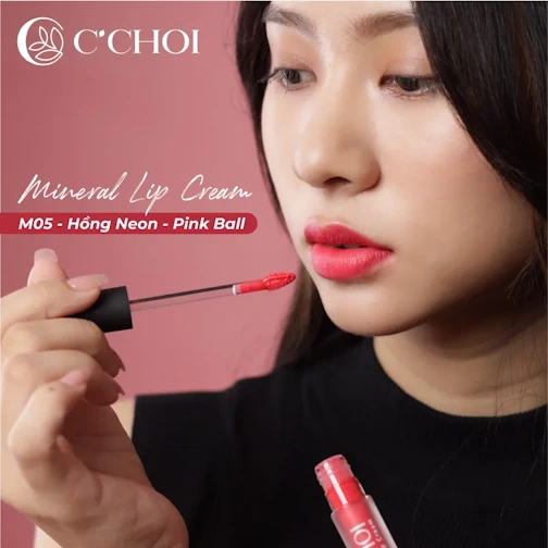 Ảnh Mẫu Son Kem Khoáng C’choi M05 Pink Ball Hồng Neon - Mineral Lip Cream - Punar - Droppii Mall