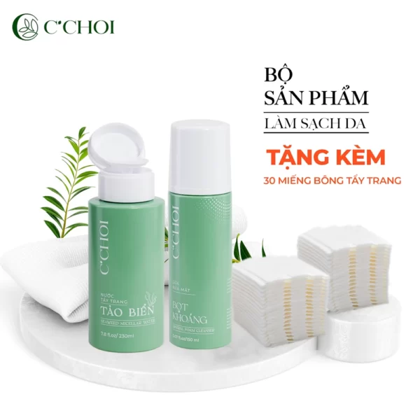 Bộ Sản Phẩm Làm Sạch Da C’choi - Tặng Kèm 30 Miếng Bông Tẩy Trang - Punar - Droppii Mall