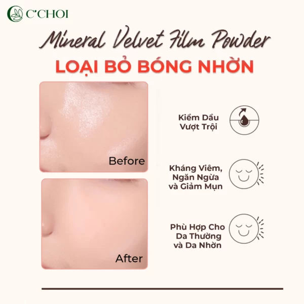 Phấn Phủ C'choi Velvet Film Powder Foundation - Loại Bỏ Bóng Nhờn - Punar - Droppii Mall