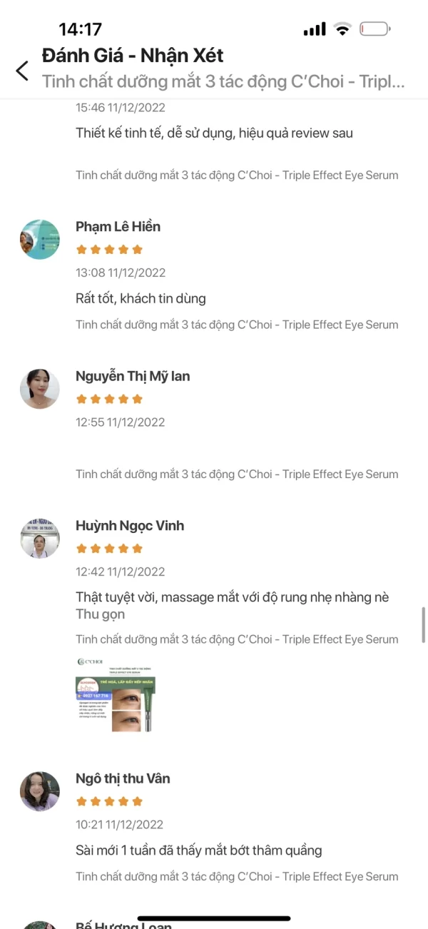 Review đánh Giá Nhận Xét Tinh Chất Dưỡng Mắt C’choi 3 Tác động - Triple Effect Eye Serum