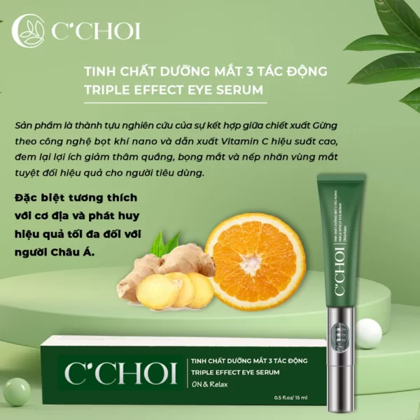 Tinh Chất Dưỡng Mắt 3 Tác động C’choi - Triple Effect Eye Serum - Chiết Xuất Gừng Và Dẫn Xuất Vitamin C Hiệu Suất Cao - Punar - Droppii Mall