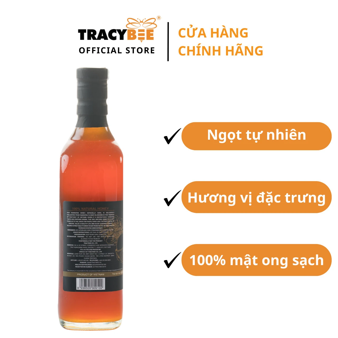 Mật Ong Hoa Chôm Chôm 600ml Nguyên Chất 100% Tracybee - Droppii Mall