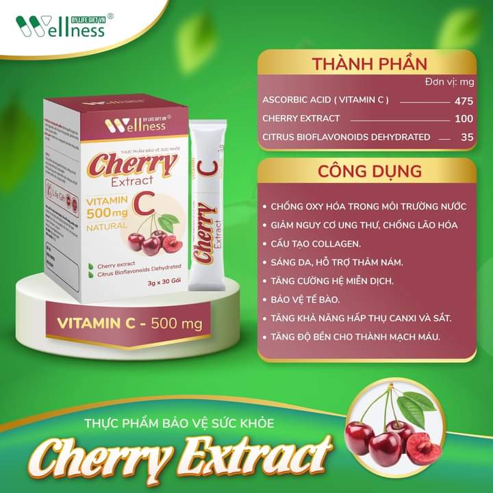 Thành phần và công dụng Cherry Extract - Thương hiệu: wellness By Life Gift VN - Droppii Mall 